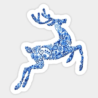 Decorative Blue Christmas Deer Sticker
